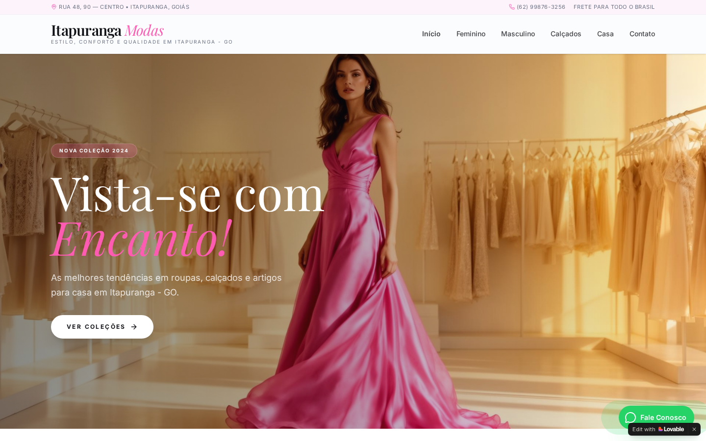 Screenshot do site Itapuranga Modas