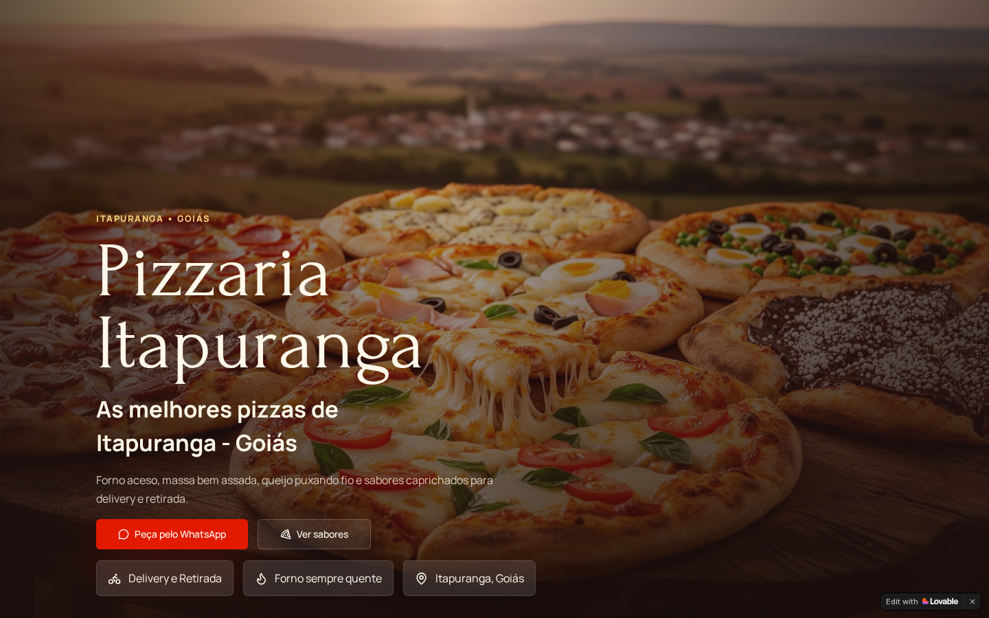 Screenshot do site Pizzaria Itapuranga