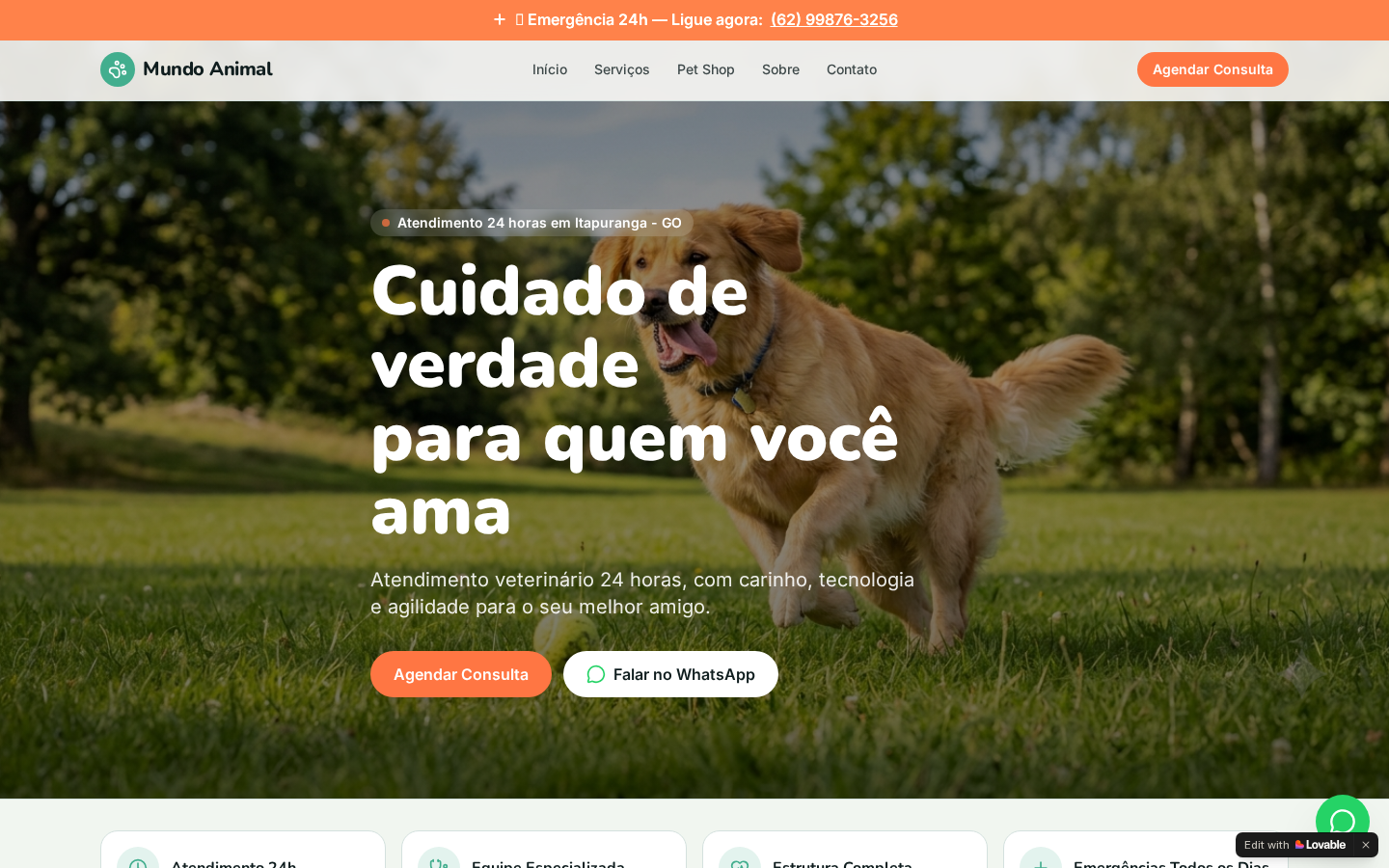 Screenshot do site Mundo Animal